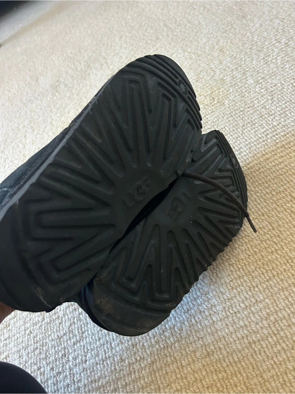 UGG Kids Black Suede Lace-Up Ankle Boots